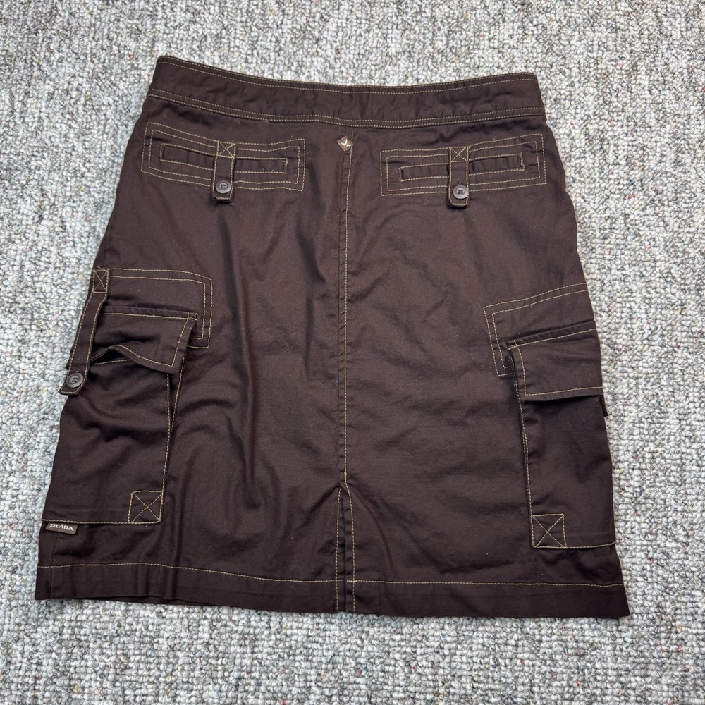Prana Skirt Womens Small Brown Stretch Drawstring Breathe Cotton Pockets Hiking - Picture 10 of 13